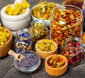 Assortment of herbal medicines as part of an integrative medicine treatment plan at Summit Health Group
