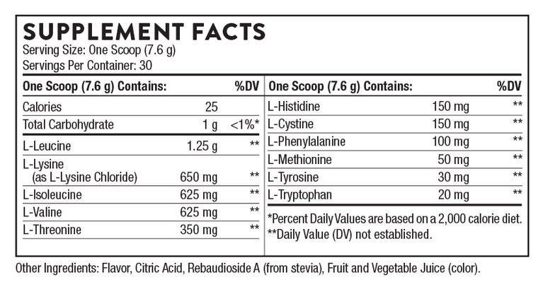 Amino Complex supplement facts label