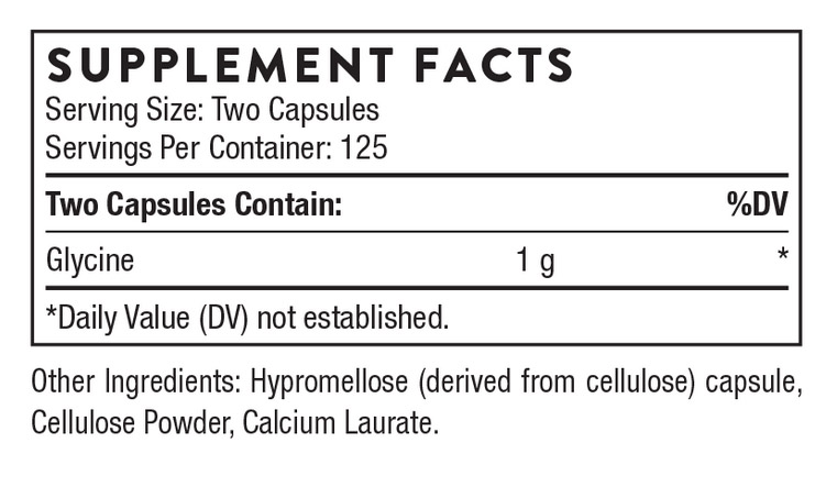 Glycine supplement facts label