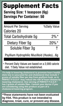 Psyllium fiber supplement facts label