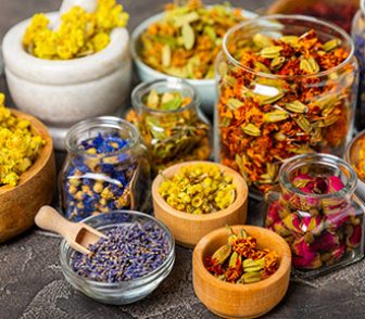 Assortment of herbal medicines as part of an integrative medicine treatment plan at Summit Health Group