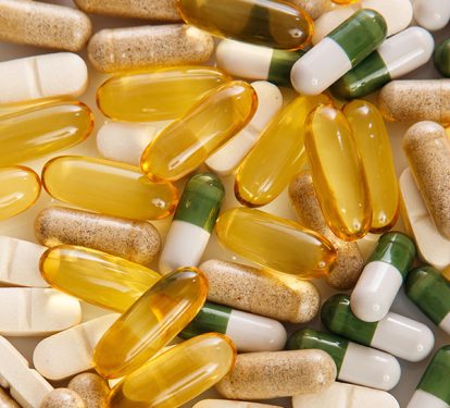 Variety of different types of supplement pills
